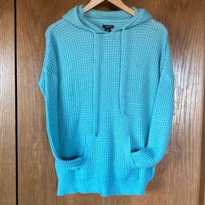 Rue 21 Oversized Knit Hoodie Aquamarine Color Size S